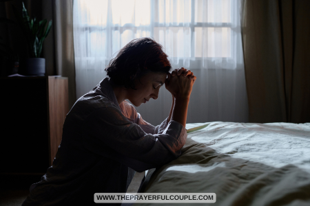 woman praying at bedside - fasting and prayer scriptures